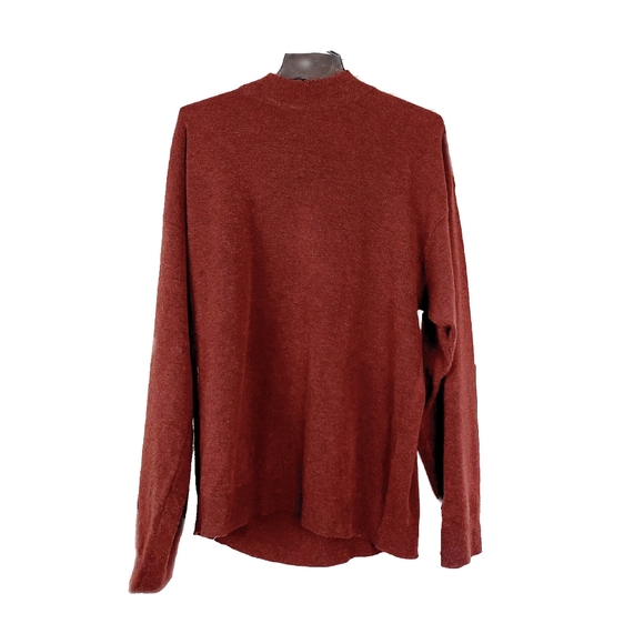 Vtg Jhane Barnes Menswear XL Burgundy Wool Blend Mock Neck Long Sleeve Sweater - Picture 2 of 4